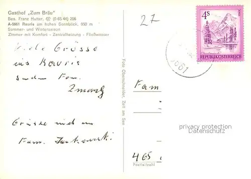 AK / Ansichtskarte Rauris Gasthof Zum Baeren Rauris