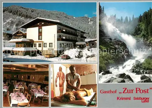 AK / Ansichtskarte Krimml Gasthof Zur Post Gaststube Massageraum Wasserfall Krimml