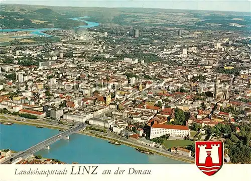 AK / Ansichtskarte Linz_Donau Fliegeraufnahme mit Stadtkern Linz_Donau