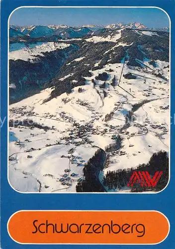 AK / Ansichtskarte Schwarzenberg_Vorarlberg Fliegeraufnahme mit Haldenlift Haaglift Spielmooslift Schwarzenberg Vorarlberg