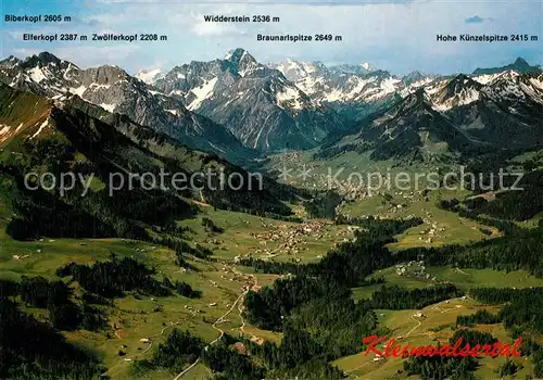 AK / Ansichtskarte Kleinwalsertal_Vorarlberg Fliegeraufnahme mit Elferkopf Widderstein Braunarlspitze Hohe Kuenzelspitze Kleinwalsertal_Vorarlberg
