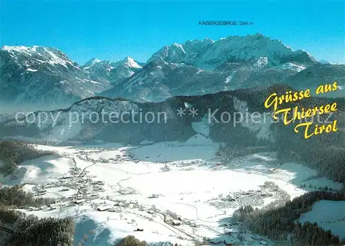 AK / Ansichtskarte Thiersee Fliegeraufnahme mit Kaisergebirge Thiersee