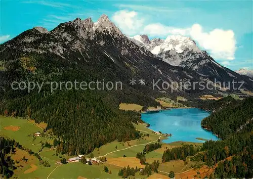 AK / Ansichtskarte Hintersteinersee Fliegeraufnahme mit Wildem Kaiser Hintersteinersee