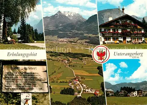 AK / Ansichtskarte Unterangerberg Wegkreuz Kaisergebirge Tiroler Bauernhof Fuer den Wanderer am Buhackerweg OT Linden Unterangerberg