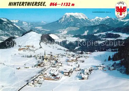 AK / Ansichtskarte Hinterthiersee Fliegeraufnahme mit Schattberglift und Kaisergebirge Hinterthiersee