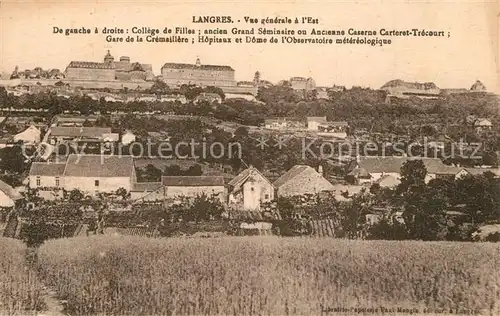 AK / Ansichtskarte Langres Vue generale a lEst College de Filles Gare de la Cremaillere Hopitaux et Dome Langres