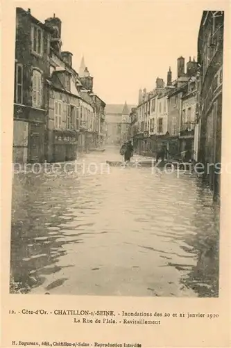 AK / Ansichtskarte Chatillon sur Seine Inondations de 20 et 21 janvier 1910 La Rue de lIsle Ravitaillement Chatillon sur Seine
