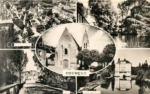 AK / Ansichtskarte Courcay Vue aerienne lIndre Eglise Le Pont Indre et le Moulin Courcay