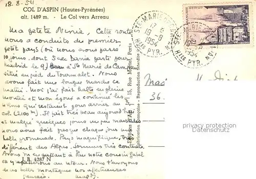 AK / Ansichtskarte Col_d_Aspin Le Col vers Arreau Col_d_Aspin