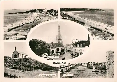 AK / Ansichtskarte Carnac_Plage Pointe de Port en Dro Le Tumulus de Saint Michel Les Alignements Eglise Saint Cornely Carnac_Plage