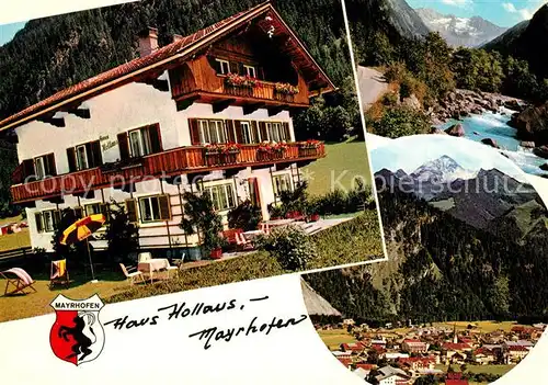 AK / Ansichtskarte Mayrhofen_Zillertal Pension Hollaus Landschaftspanorama Bergbach Zillertaler Alpen Mayrhofen_Zillertal