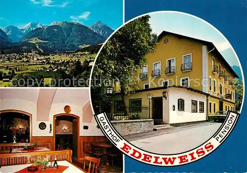 AK / Ansichtskarte Koetschach Mauthen_Kaernten Gasthof Pension Edelweiss Landschaftspanorama Alpen Koetschach Mauthen Kaernten
