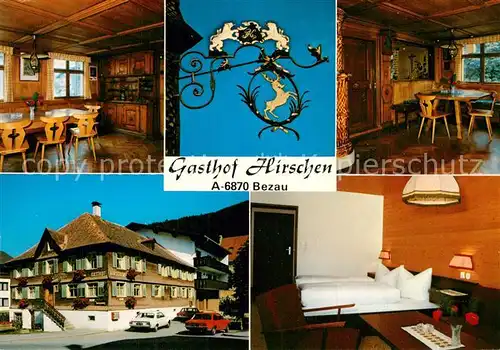 AK / Ansichtskarte Bezau_Vorarlberg Gasthaus Hirschen Fremdenzimmer Gastraum Tuerschild Bezau Vorarlberg