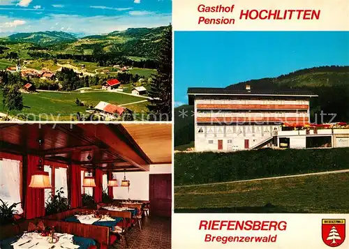 AK / Ansichtskarte Riefensberg Gasthof Pension Hochlitten Landschaftspanorama Bregenzerwald Riefensberg