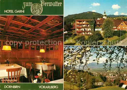 AK / Ansichtskarte Dornbirn_Vorarlberg Hotel Zum Verwalter Restaurant Baumbluete Landschaftspanorama Alpen Dornbirn Vorarlberg
