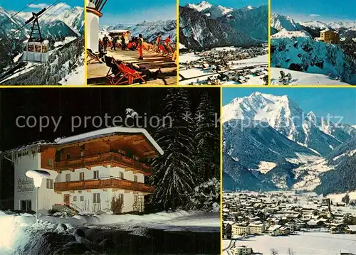 AK / Ansichtskarte Mayrhofen_Zillertal Haus Waldrand Gaestehaus Pension Sonnenterrasse Bergbahn Alpenpanorama Wintersportplatz Mayrhofen_Zillertal