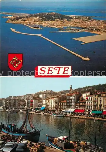 AK / Ansichtskarte Sete_Cette Vue aerienne de cette Ile Singuliere Le canal principal 