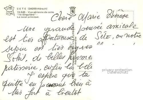 AK / Ansichtskarte Sete_Cette Vue aerienne de cette Ile Singuliere Le canal principal 