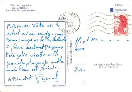 AK / Ansichtskarte Sete_Cette Le chenal du canal de Sete 