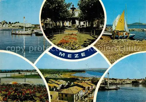 AK / Ansichtskarte Meze Village vacances Hotel de ville Ecole de Voile La Plagette Vue generale Le Port Meze