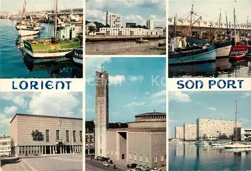 AK / Ansichtskarte Lorient_Morbihan_Bretagne Le Port LHotel de Ville lEglise St Louis Lorient_Morbihan_Bretagne