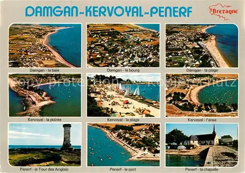 AK / Ansichtskarte Damgan La Baie Le Bourg La Plage La Pointe lanse Penerf la Tour des Anglais Le Port La Chapelle Damgan