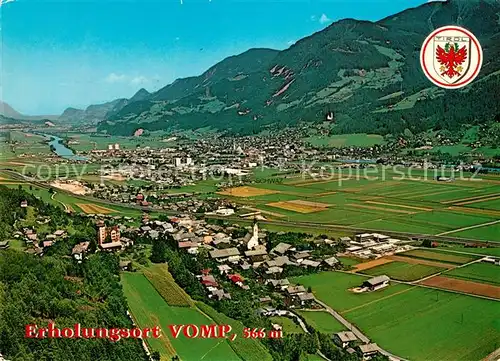 AK / Ansichtskarte Vomp_Tirol Fliegeraufnahme mit Karwendelgebirge Vomp_Tirol