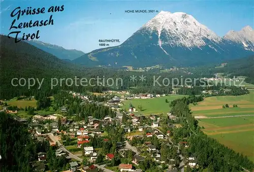 AK / Ansichtskarte Leutasch Fliegeraufnahme mit Hohe Munde und Rauthhuette Leutasch