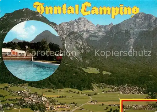 AK / Ansichtskarte Wiesing_Tirol Fliegeraufnahme mit Inntal Camping und Schwimmbad Wiesing Tirol