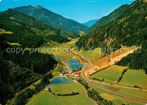 AK / Ansichtskarte Kalwang Fliegeraufnahme mit Forellenzuchtanstalt Hinterer Kalwang