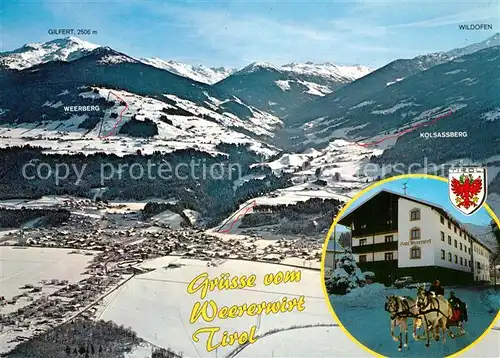 AK / Ansichtskarte Weer_Tirol Fliegeraufnahme mit Hotel Weererwirt Geerberg und Gilfert Weer_Tirol