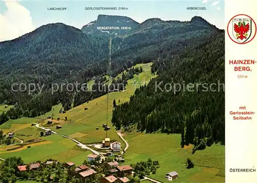AK / Ansichtskarte Hainzenberg Fliegeraufnahme mit Gerlosstein Seilbahn Hainzenberg