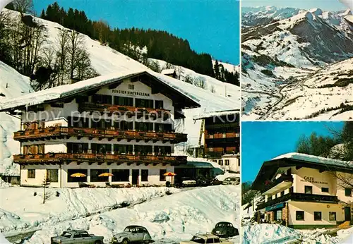 AK / Ansichtskarte Hinterglemm_Saalbach Pension Cafe Hinterglemm Wintersportplatz Allgaeuer Alpen Hinterglemm_Saalbach