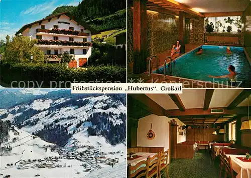 AK / Ansichtskarte Grossarl Pension Hubertus Gastraum Hallenbad Winterlandschaft Alpen Grossarl