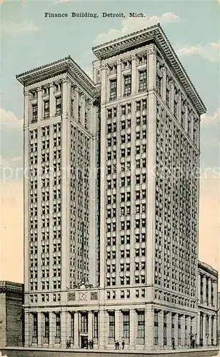AK / Ansichtskarte Detroit_Michigan Finance Building Illustration 