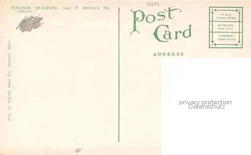 AK / Ansichtskarte Detroit_Michigan Finance Building Illustration 