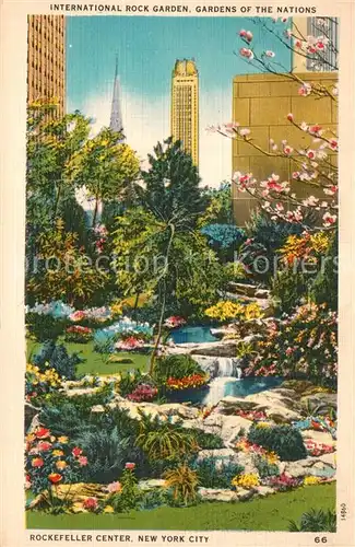 AK / Ansichtskarte New_York_City Rockefeller Center International Rock Garden Gardens of the Nations Illustration New_York_City