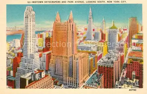 AK / Ansichtskarte New_York_City Midtown Skyscrapers and Park Avenue looking south Illustration New_York_City