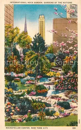 AK / Ansichtskarte New_York_City Rockefeller Center Garden Illustration New_York_City