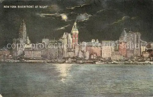 AK / Ansichtskarte New_York_City Riverfront at night Illustration New_York_City