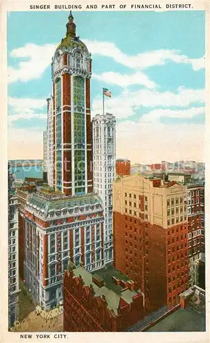 AK / Ansichtskarte New_York_City Singer Building and part of Financial District New_York_City
