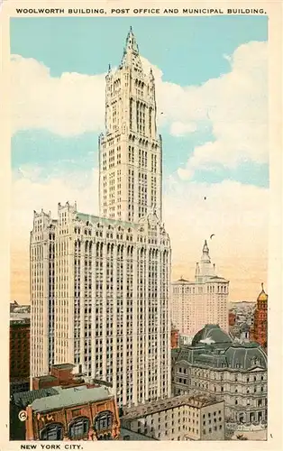 AK / Ansichtskarte New_York_City Woolworth Building Post Office and Municipal Building New_York_City