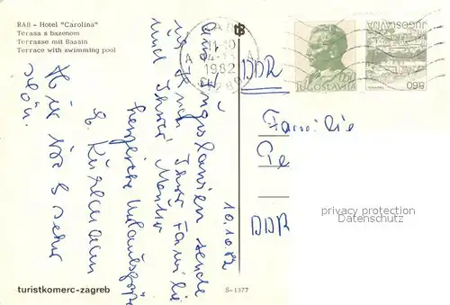 AK / Ansichtskarte Rab_Croatia Hotel Carolina Terrasse Swimming Pool Rab_Croatia