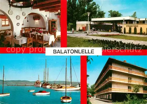 AK / Ansichtskarte Balatonlelle Strand Fuerdoe Hotel Hafen Segelboote Balatonlelle
