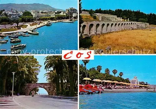 AK / Ansichtskarte Cos_Kos Hafen Strand Viadukt Ruinen Uferstrasse Cos_Kos
