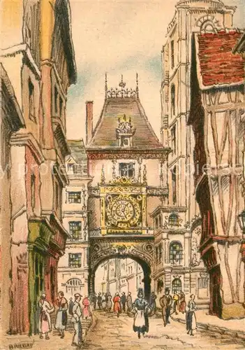 AK / Ansichtskarte Rouen Rue de la Grosse Horloge Peinture Kuenstlerkarte Rouen