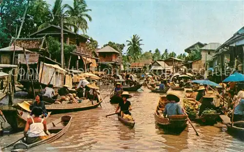 AK / Ansichtskarte Dhornburi floating Market 