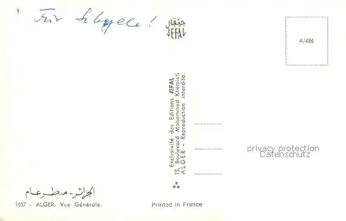 AK / Ansichtskarte Alger_Algerien  Alger Algerien