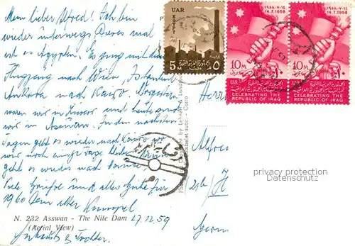 AK / Ansichtskarte Asswan Fliegeraufnahme Nile Dam Asswan