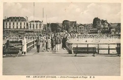 AK / Ansichtskarte Arcachon_Gironde Jetee Promenade et Plage Arcachon Gironde